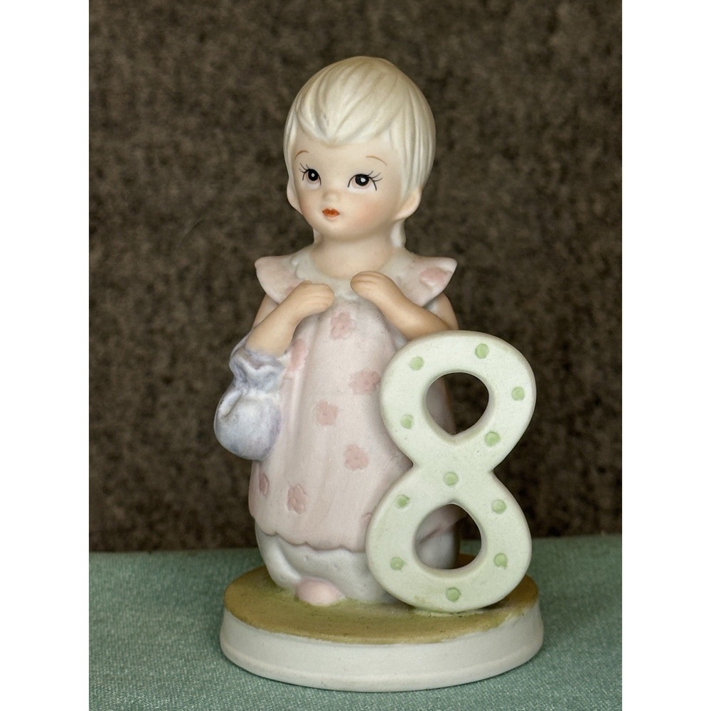 Lefton The Christopher Collection Birthday Girl Age 8 Figurine Vintage 1982
